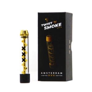 Twist ‘n Smoke Twisted Blunt en Verre Doré Amsterdam Édition Spéciale Destock CBD